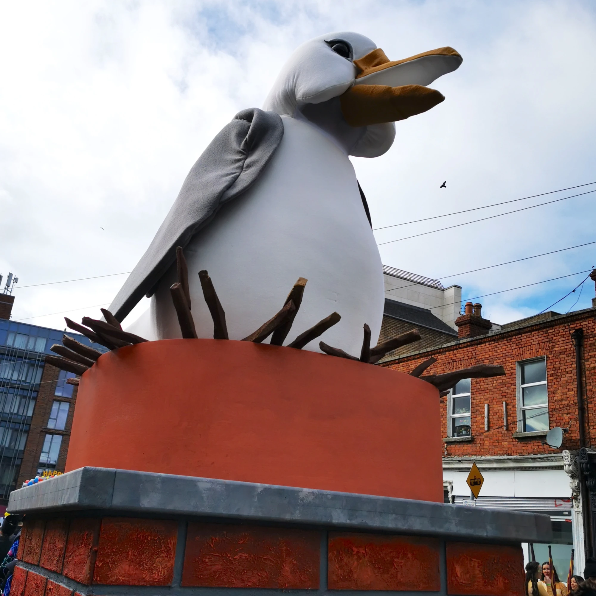 Photo of ArtFX team member in seagull costume for St. Patrick's Day Parade Dublin 2024.