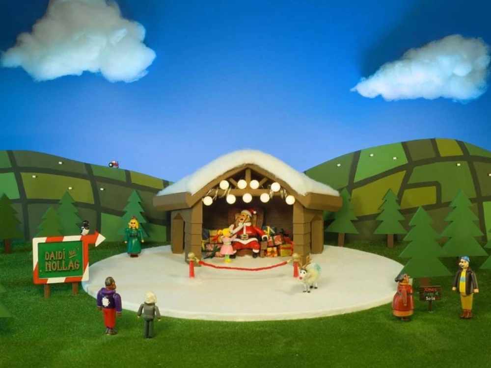 Photo of miniature Christmas set for a stop gap motion animation.